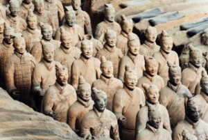 Clay statues of Chinese Qin dynasty soldiers